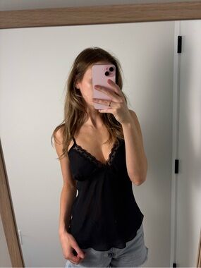 Vintage black semi sheer camisole